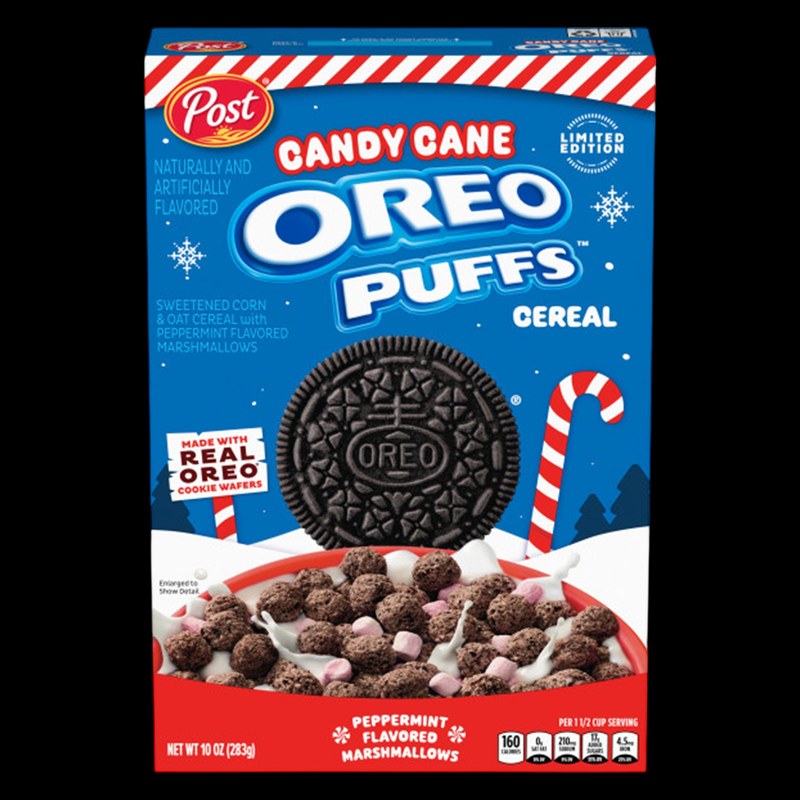 Post × OREO Candy Cane OREO Puffs Cereal